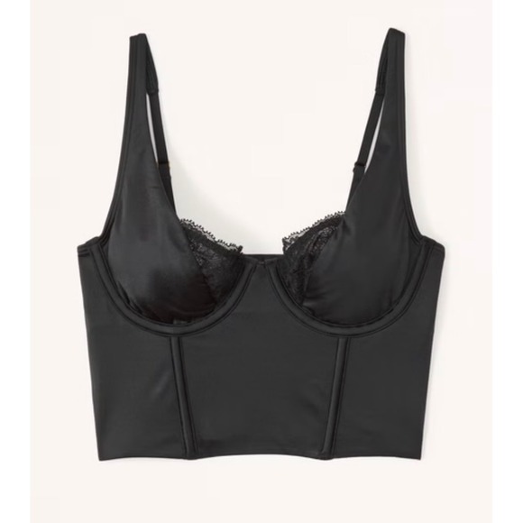 Abercrombie & Fitch Other - Abercrombie & Fitch Black Lace Satin Balconette Corset Bustier Top Size XS New